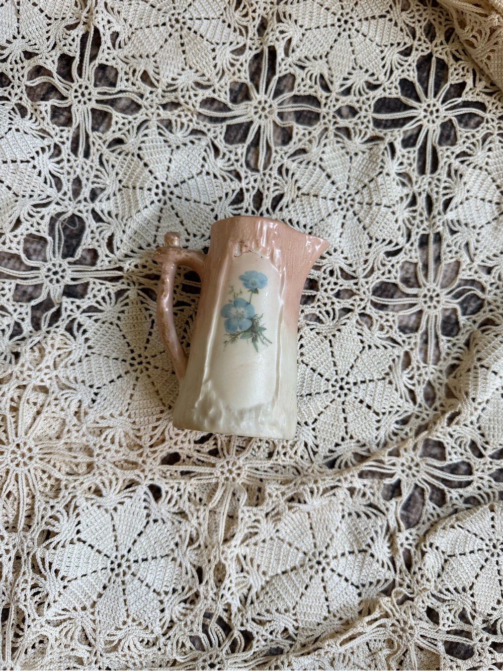 Vintage Pink and Cream Floral Pitcher